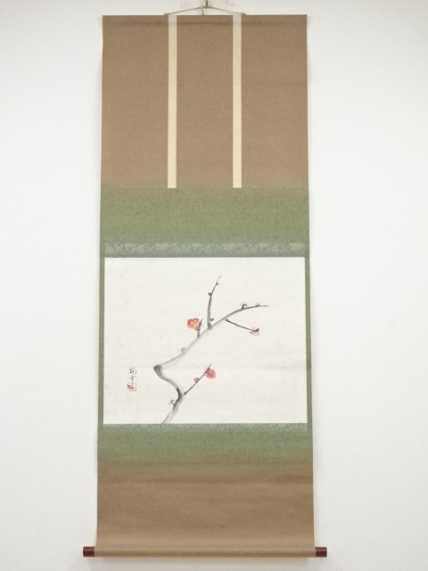 JAPANESE HANGING SCROLL / HAND PAINTED / UME BLOSSOMS